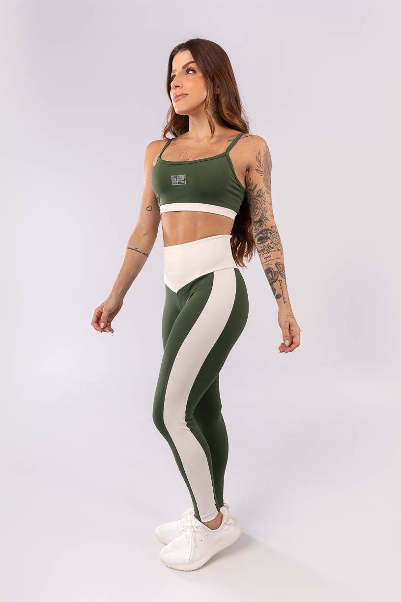 Top Bicolor com Regulagem (Verde Militar / Off-White) | Ref: K3950-C