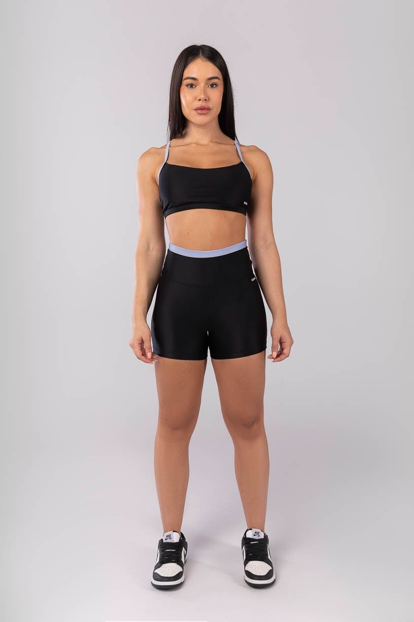 Top com Alças e Tiras Cruzadas (Preto / Azul Claro) | Ref: K4115-B