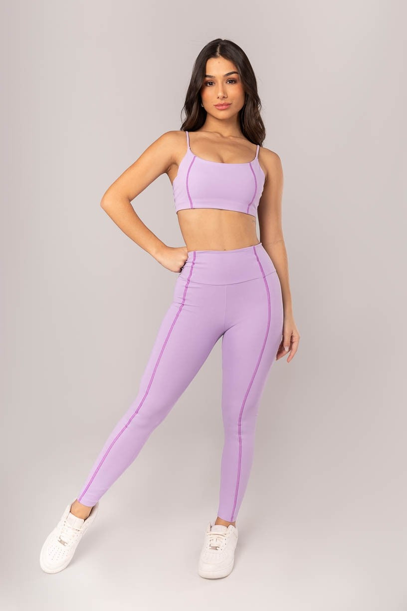 Calça Legging com Cobertura Contrastante (Lilás) | Ref: K4015-C