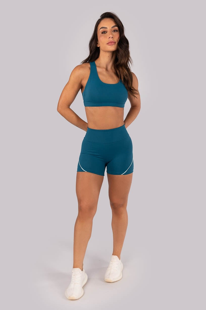 Top com Alças Entrelaçadas Contrastantes (Azul Petróleo / Azul Bebê) | Ref: K4560-C