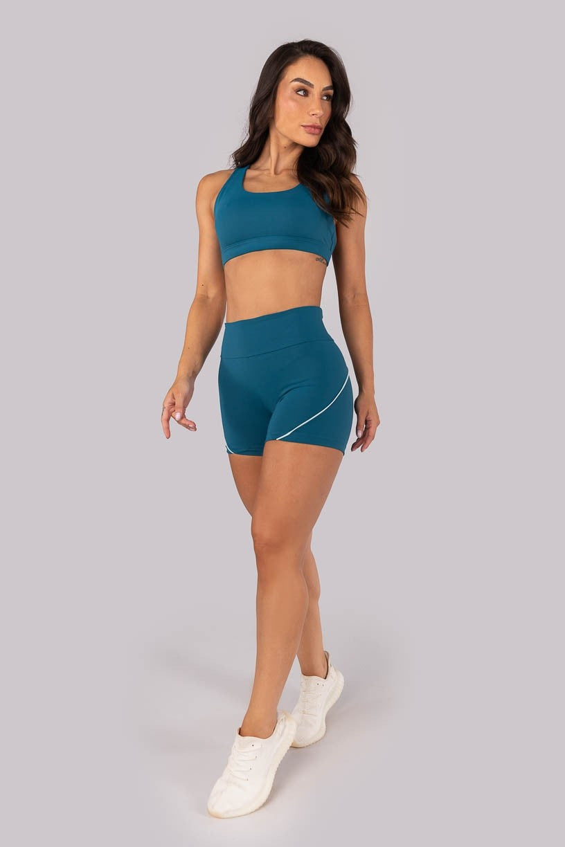 Top com Alças Entrelaçadas Contrastantes (Azul Petróleo / Azul Bebê) | Ref: K4560-C