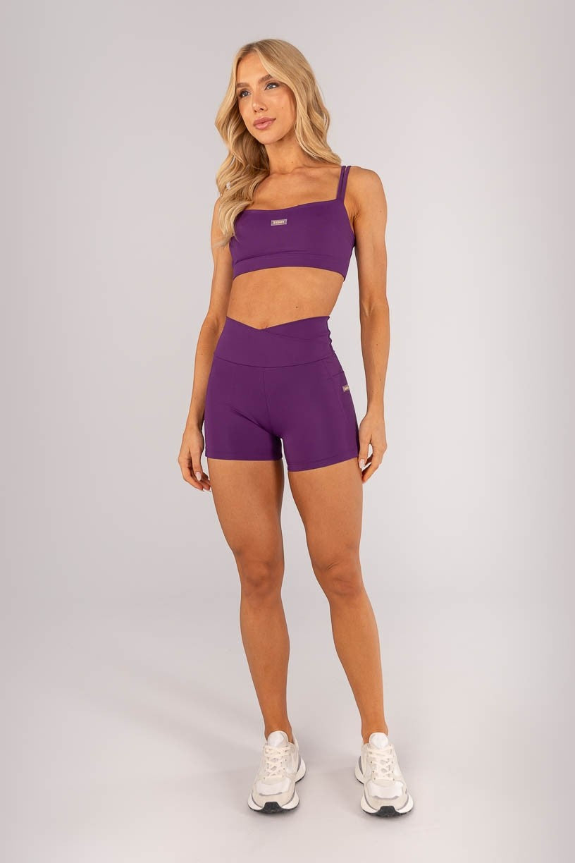 Short com Cós Transpassado e Bolsos (Ametista) | Ref: K4361-E