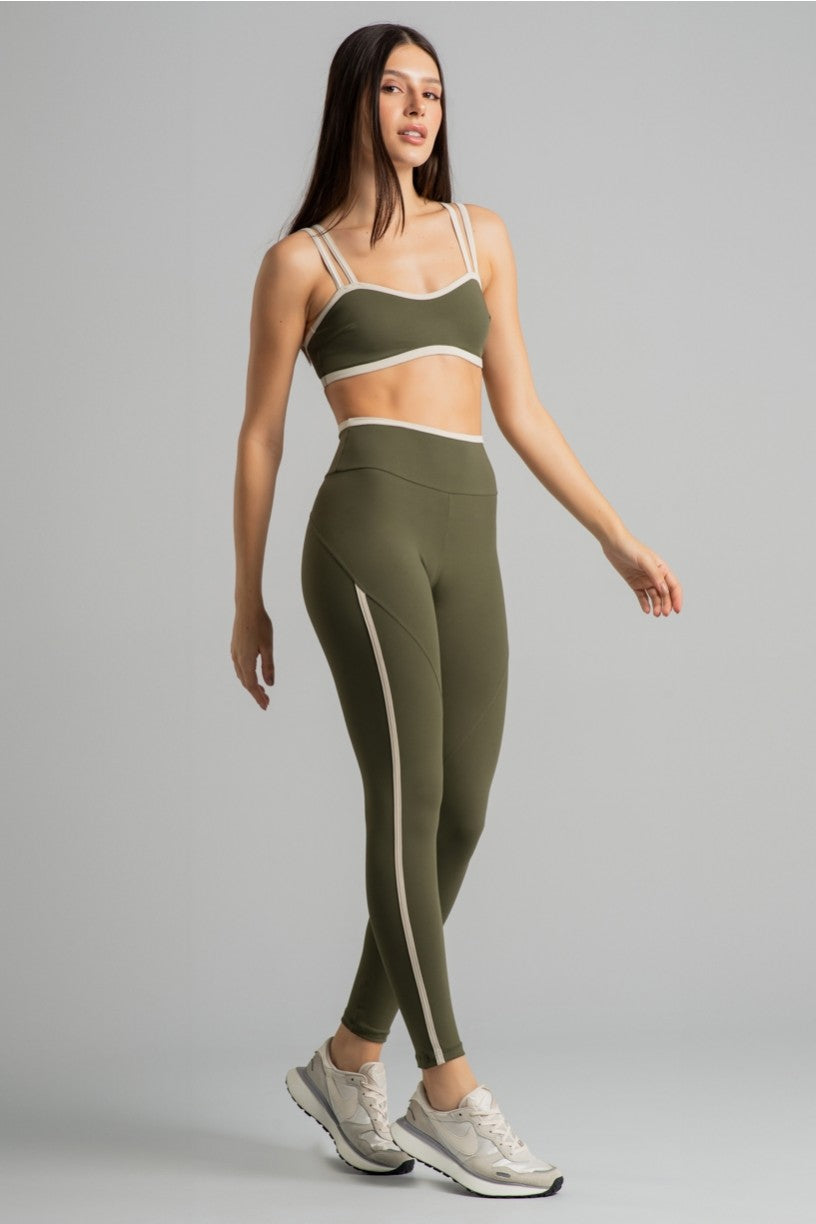 Calça Legging com Chapado e Vira (Militar / Off-White) | Ref: K4694-C