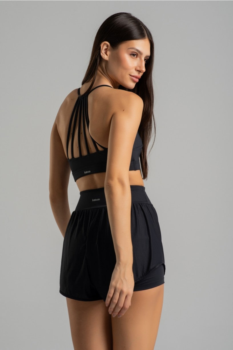 Short Duplo com Cós Anatômico (Preto) | Ref: K4767-B