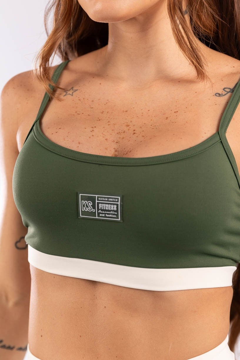 Top Bicolor com Regulagem (Verde Militar / Off-White) | Ref: K3950-C