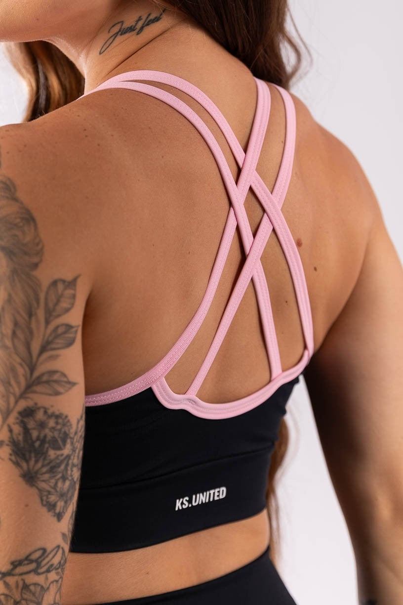 Top com Alças Duplas Cruzadas (Preto / Rosa Claro) | Ref: K3977-A