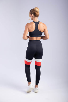 Calça Legging Duo Faixa (Preto / Branco / Vermelho) | Ref: K3319-A