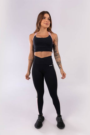Top com Alças Duplas Cruzadas (Preto / Rosa Claro) | Ref: K3977-A
