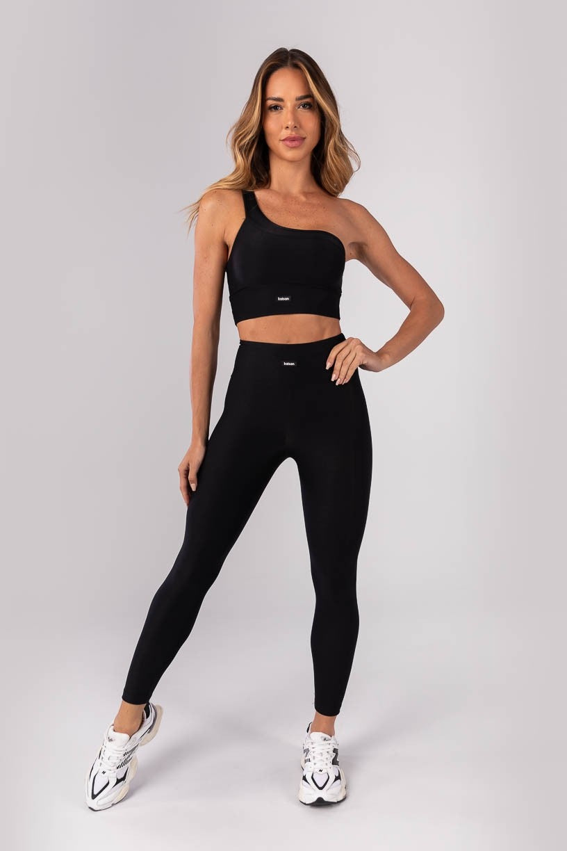 Calça Legging Básica Canelada (Preto) | Ref: K4190-A