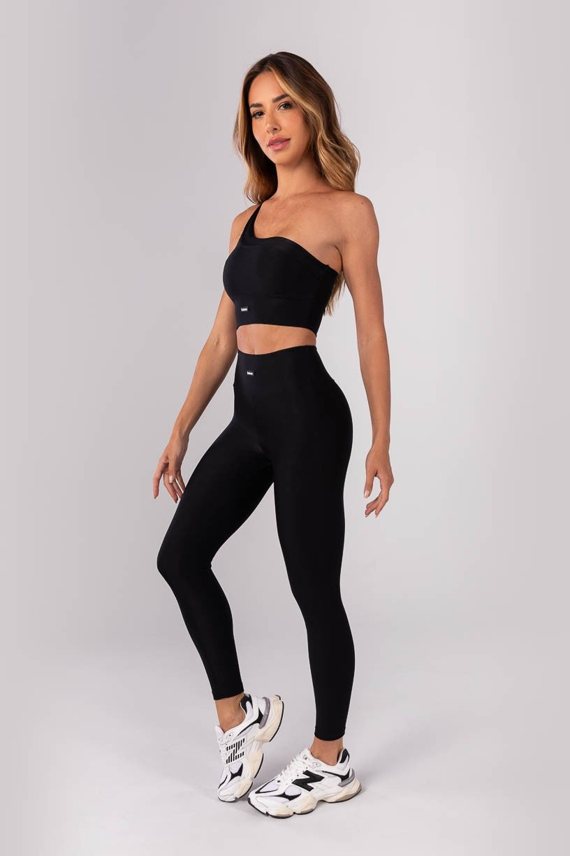 Calça Legging Básica Canelada (Preto) | Ref: K4190-A