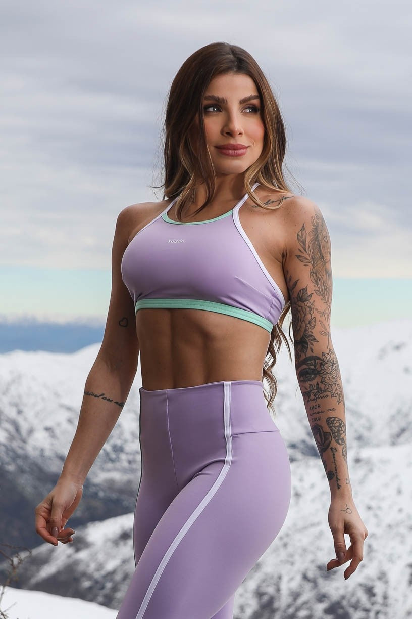 Top Tricolor com Alças Cruzadas (Lilás / Menta / Branco) | Ref: K4262-A