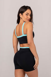 Top Bicolor com Alças Largas (Preto / Azul Turquesa) | Ref: K4311-A
