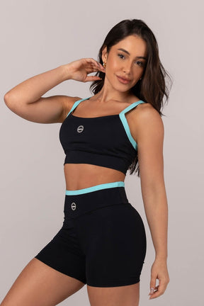 Top Bicolor com Alças Largas (Preto / Azul Turquesa) | Ref: K4311-A