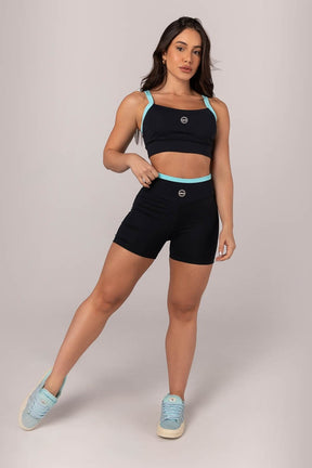Top Bicolor com Alças Largas (Preto / Azul Turquesa) | Ref: K4311-A