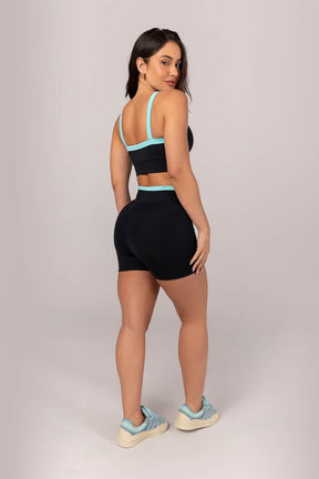Top Bicolor com Alças Largas (Preto / Azul Turquesa) | Ref: K4311-A