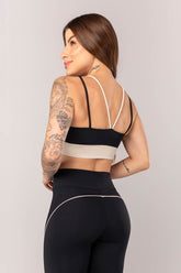 Top Bicolor com Alças Duplas (Preto / Bege) | Ref: K4331-A