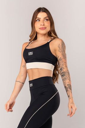 Top Bicolor com Alças Duplas (Preto / Bege) | Ref: K4331-A