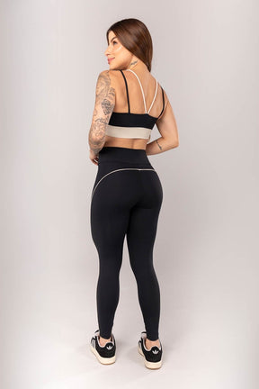 Top Bicolor com Alças Duplas (Preto / Bege) | Ref: K4331-A