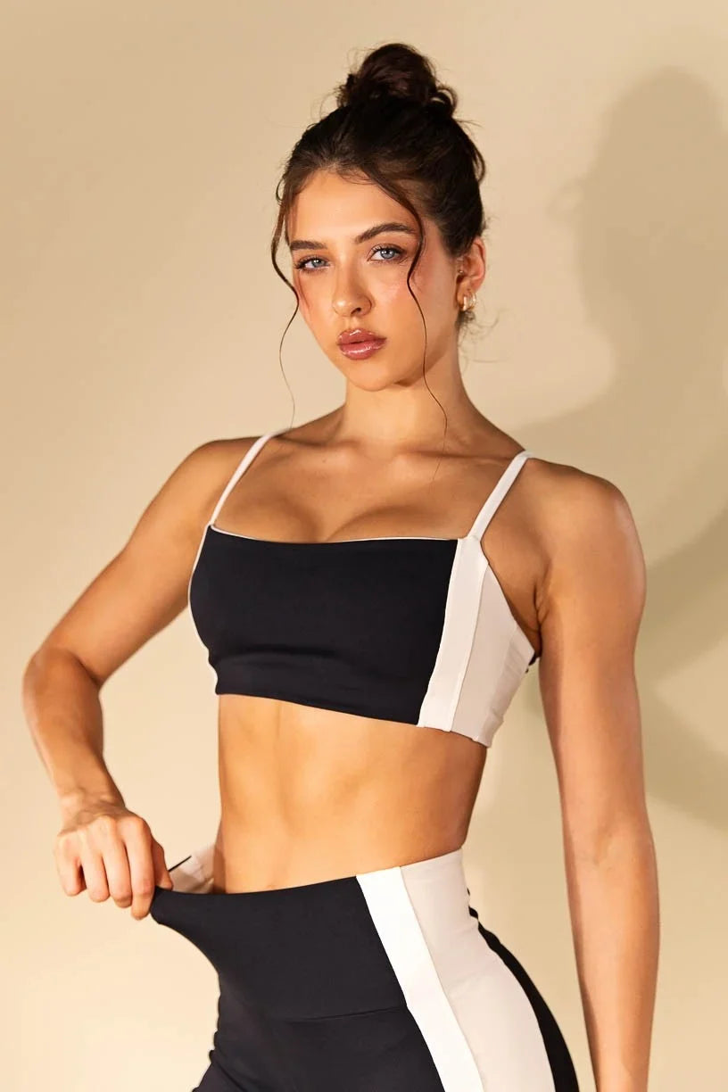 Top Decote Reto com Faixas Laterais (Preto / Bege / Off-White) | Ref: K4532-A