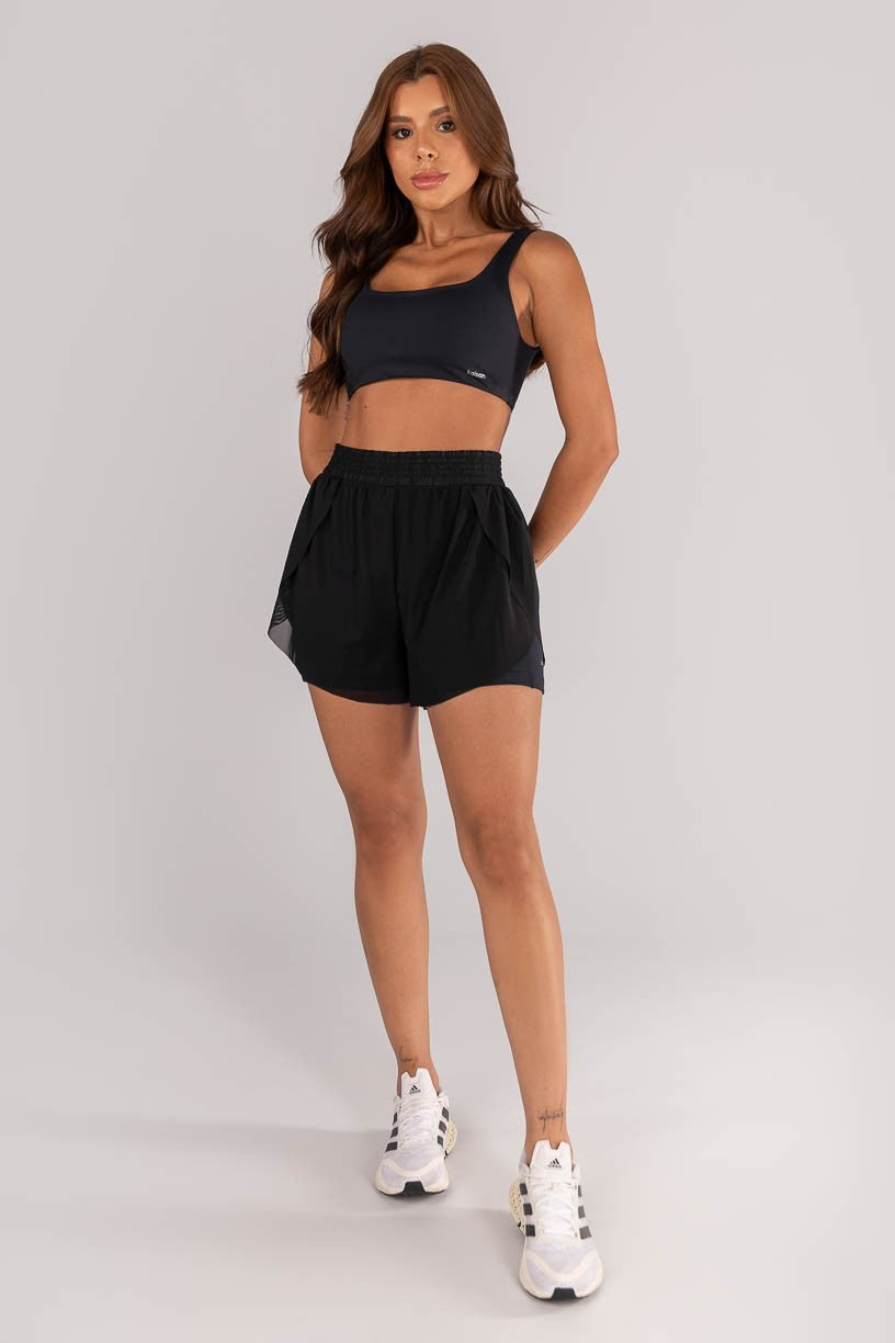 Top com Alças Largas e Costas Abertas com Tiras (Preto) | Ref: K4541-B