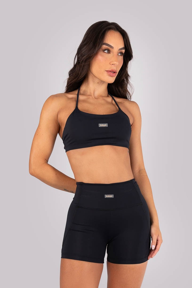 Top Frente Única com Tiras nas Costas (Preto) | Ref: K4523-C
