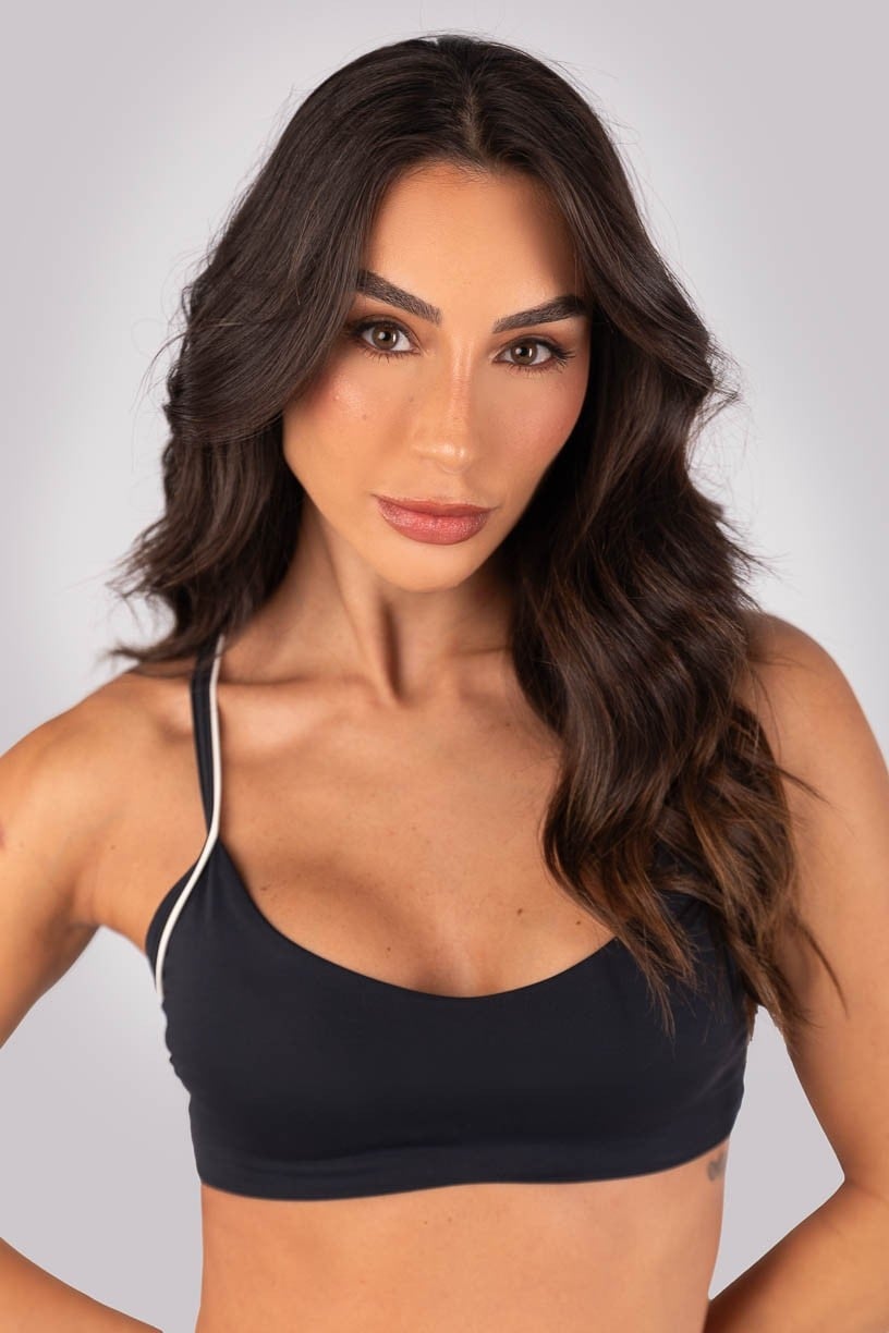 Top com Vivo nas Alças (Preto / Off-White) | Ref: K4548-A