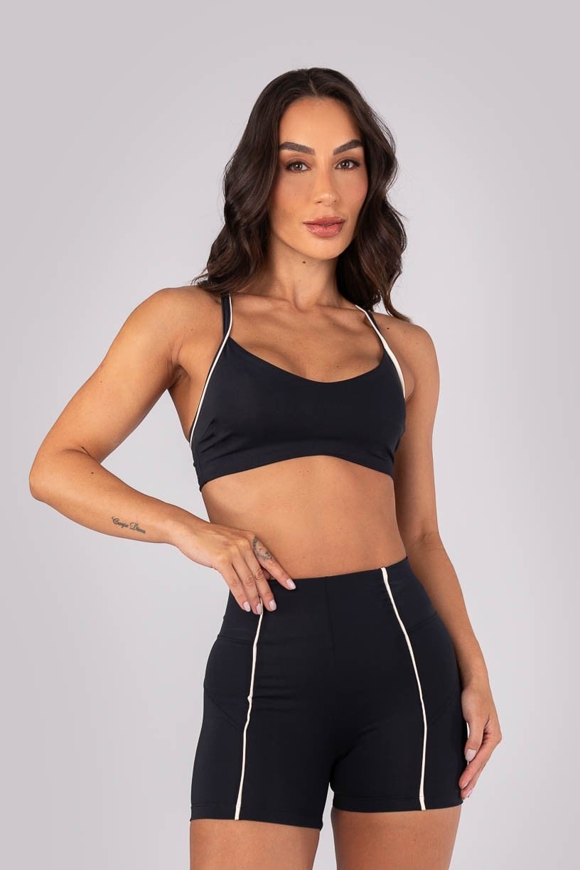 Top com Vivo nas Alças (Preto / Off-White) | Ref: K4548-A