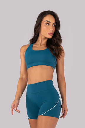Top com Alças Entrelaçadas Contrastantes (Azul Petróleo / Azul Bebê) | Ref: K4560-C