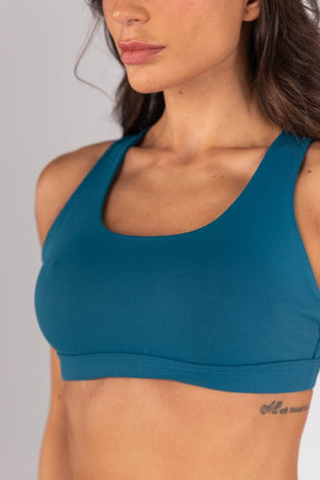 Top com Alças Entrelaçadas Contrastantes (Azul Petróleo / Azul Bebê) | Ref: K4560-C