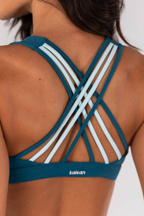 Top com Alças Entrelaçadas Contrastantes (Azul Petróleo / Azul Bebê) | Ref: K4560-C