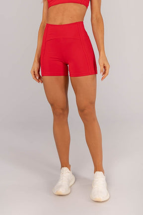 Short com Chapados na Faixa Lateral (Vermelho) | Ref: K4587-A