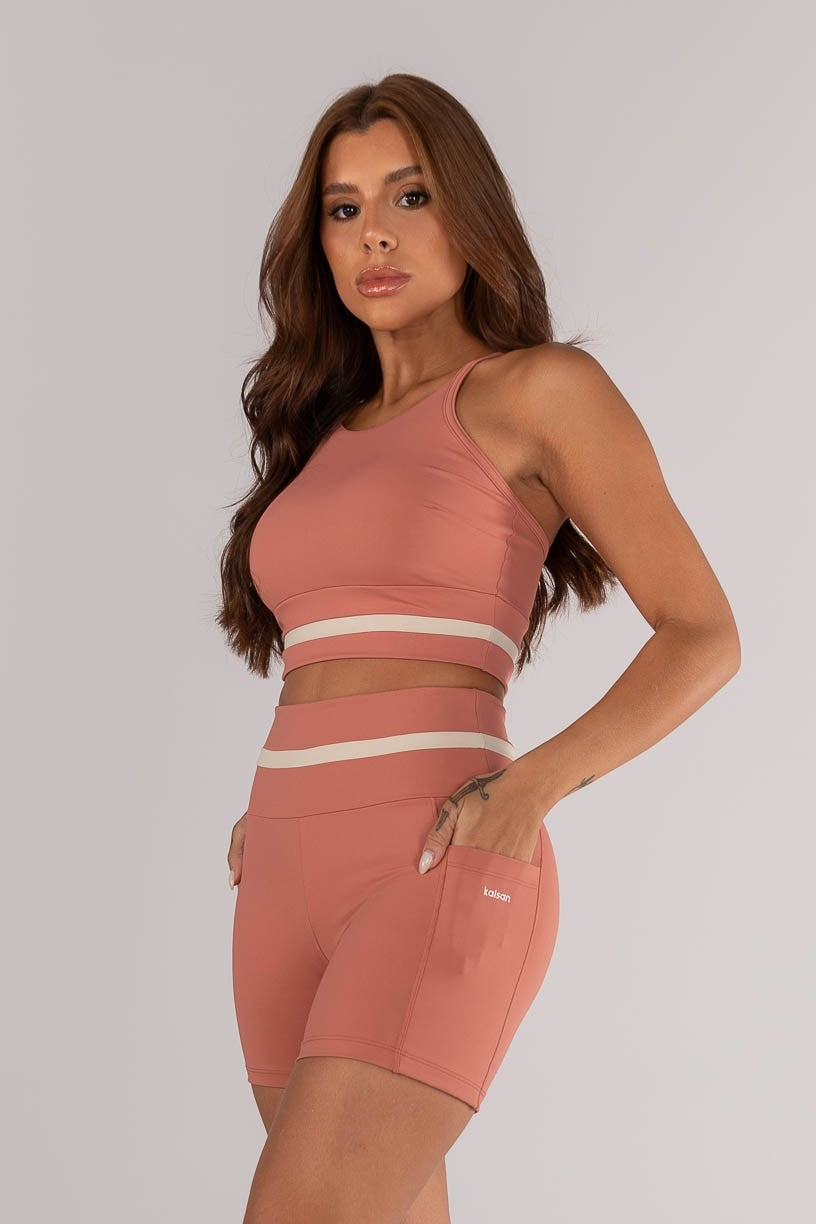 Top Decote Halter com Alças e Recote no Cós (Telha / Off-White) | Ref: K4633-A