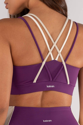 Top Mix de Tecidos com Alças Em Rolotê (Ametista / Off-White / Pérola) | Ref: K4635-A