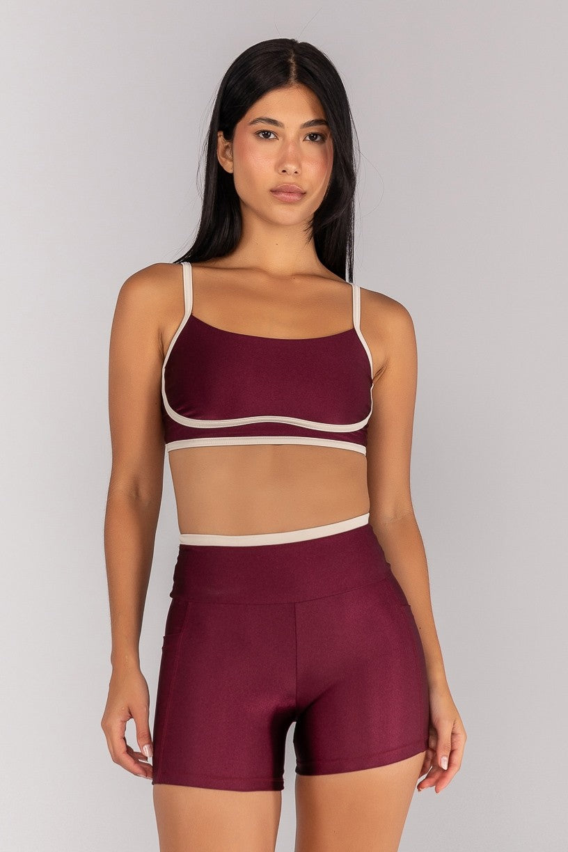 Top Platinado com Alças (Vinho / Off-White) | Ref: K4691-B