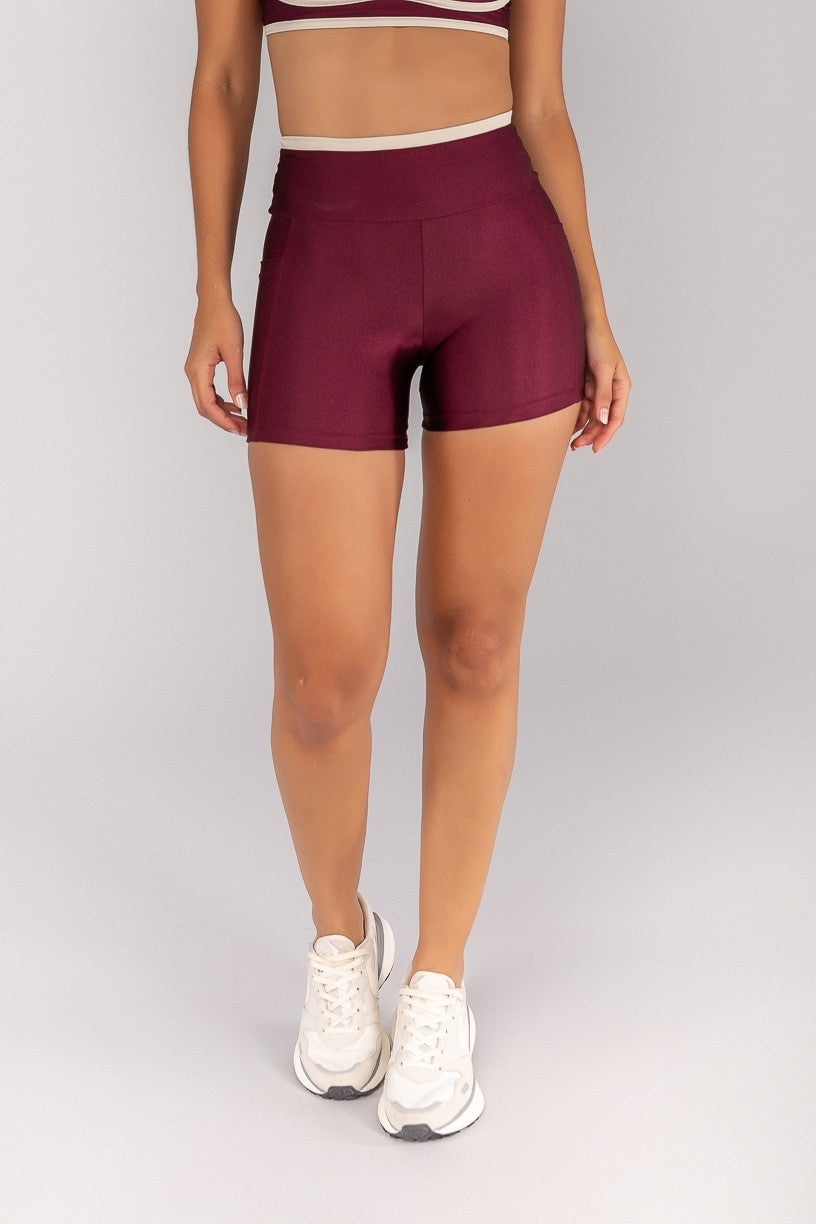 Short Platinado com Vira Fosca (Vinho / Off-White) | Ref: K4692-B