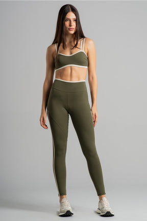 Calça Legging com Chapado e Vira (Militar / Off-White) | Ref: K4694-C