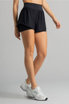 Short Duplo com Cós Anatômico (Preto) | Ref: K4767-B