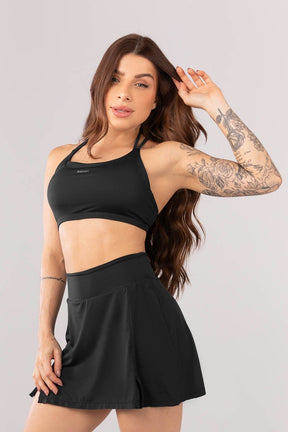 Top Frente Única com Tiras nas Costas (Preto) | Ref: K3987-A